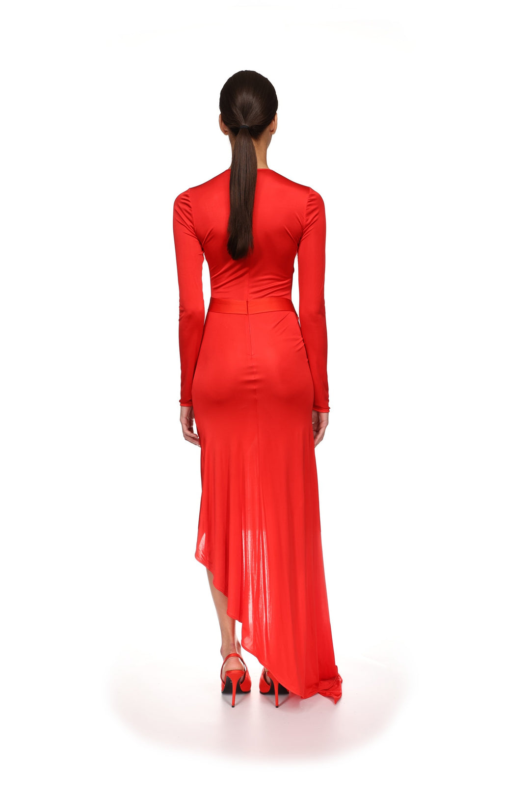 ASYMMETRIC DRESS WITH SATIN BOW