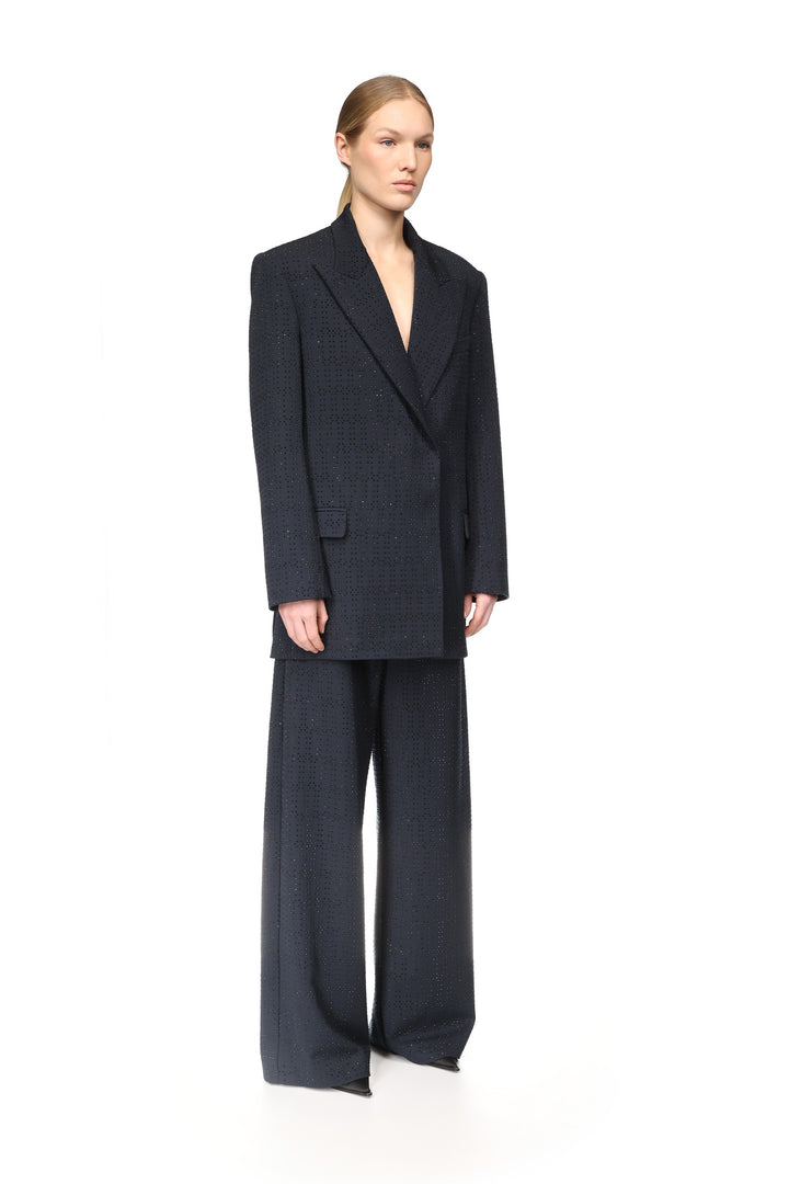 ALLOVER RHINESTONE EMBROIDERED TAILORED TROUSERS