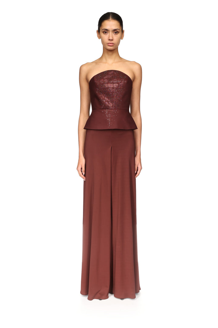 CROC RHINESTONE EMBROIDERY STRAPLESS TOP