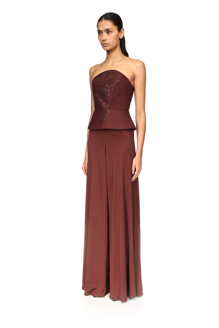 CROC RHINESTONE EMBROIDERY STRAPLESS TOP