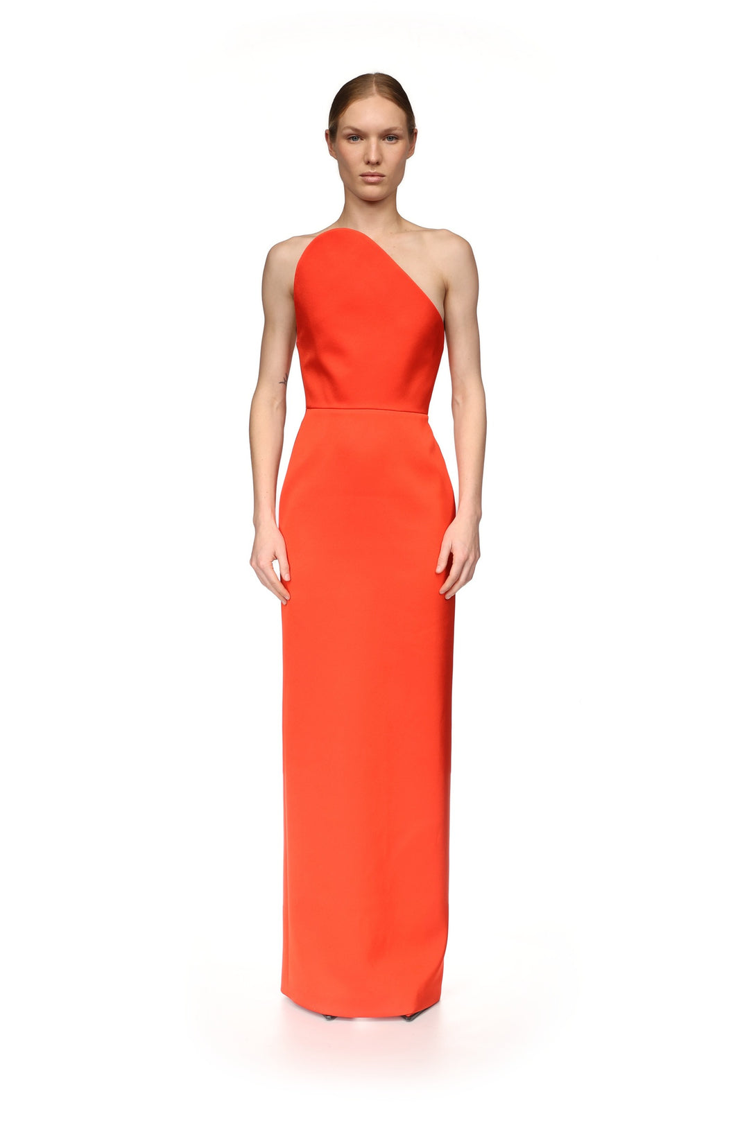 ASYMMETRIC CUT STRAPLESS GOWN