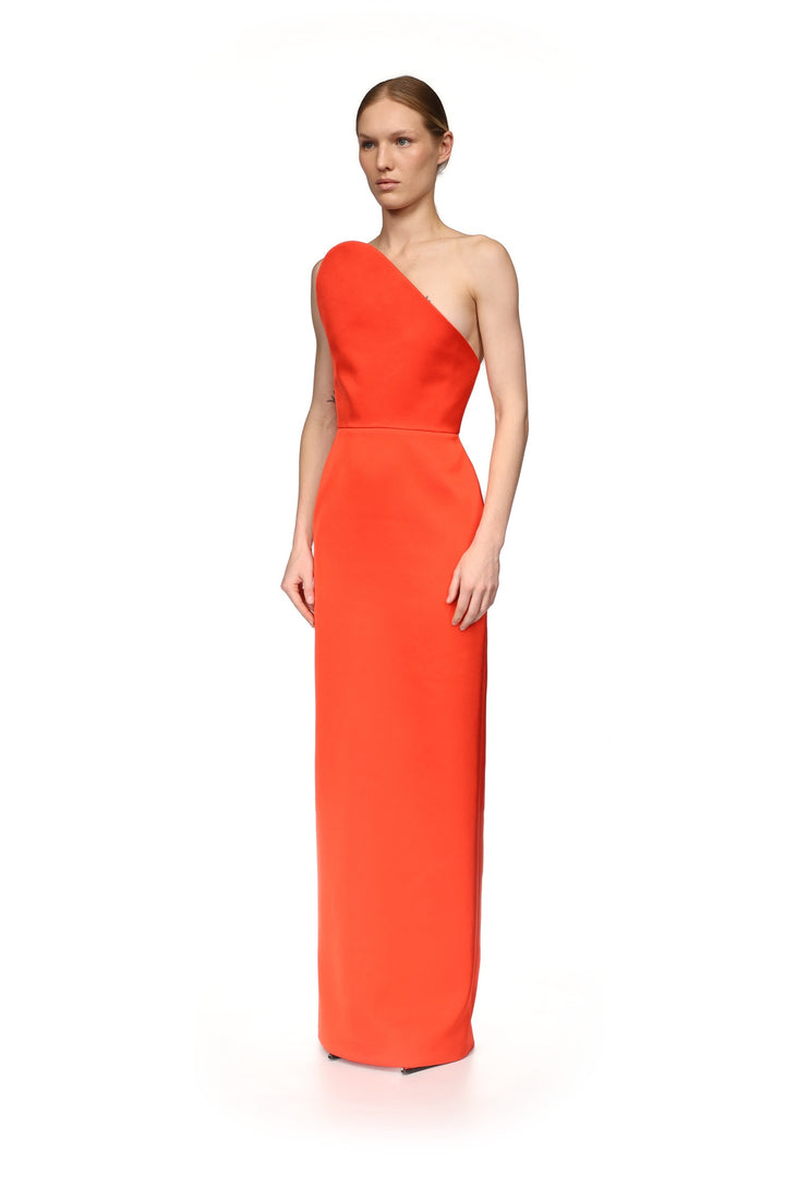 ASYMMETRIC CUT STRAPLESS GOWN