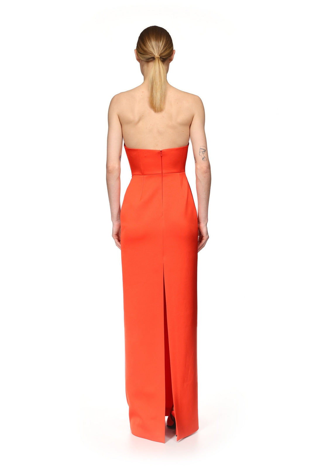 ASYMMETRIC CUT STRAPLESS GOWN