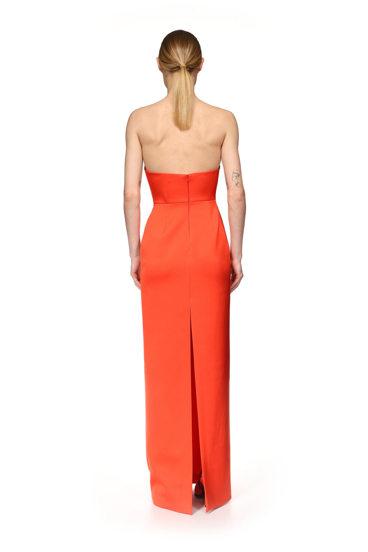 ASYMMETRIC CUT STRAPLESS GOWN