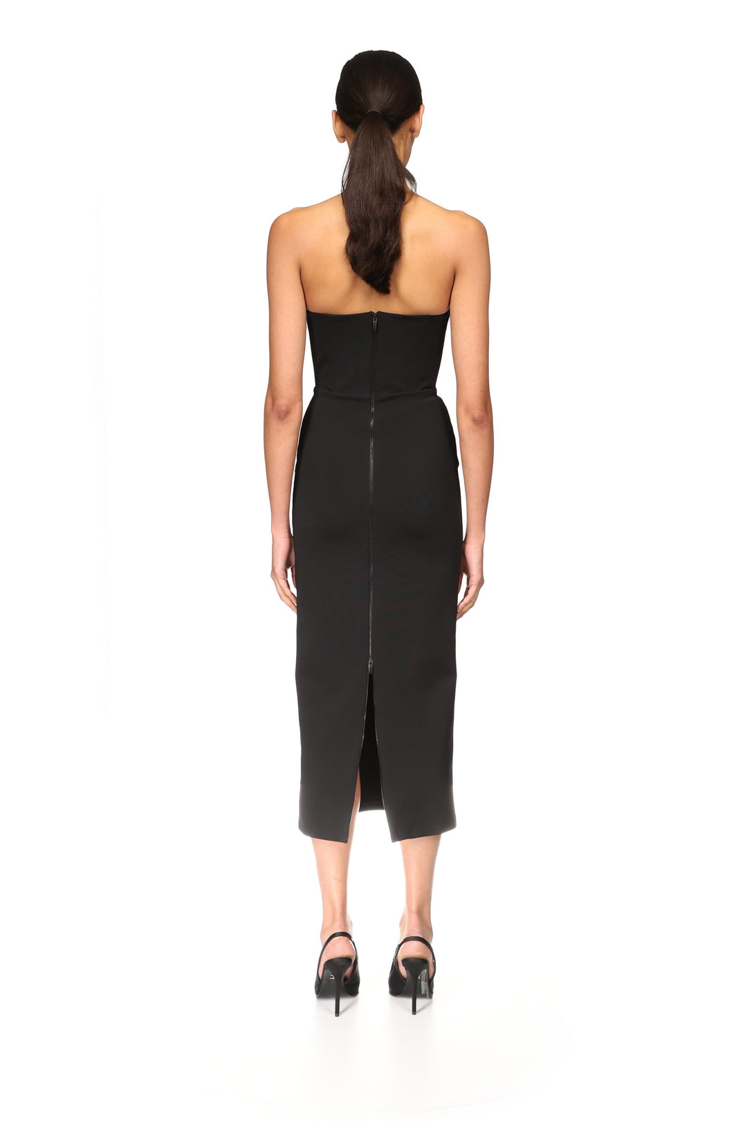 CROC ENAMEL EMBROIDERY MIDI DRESS
