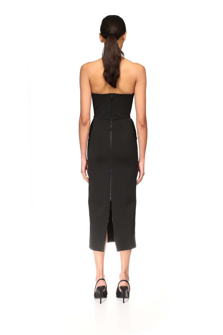 CROC ENAMEL EMBROIDERY MIDI DRESS