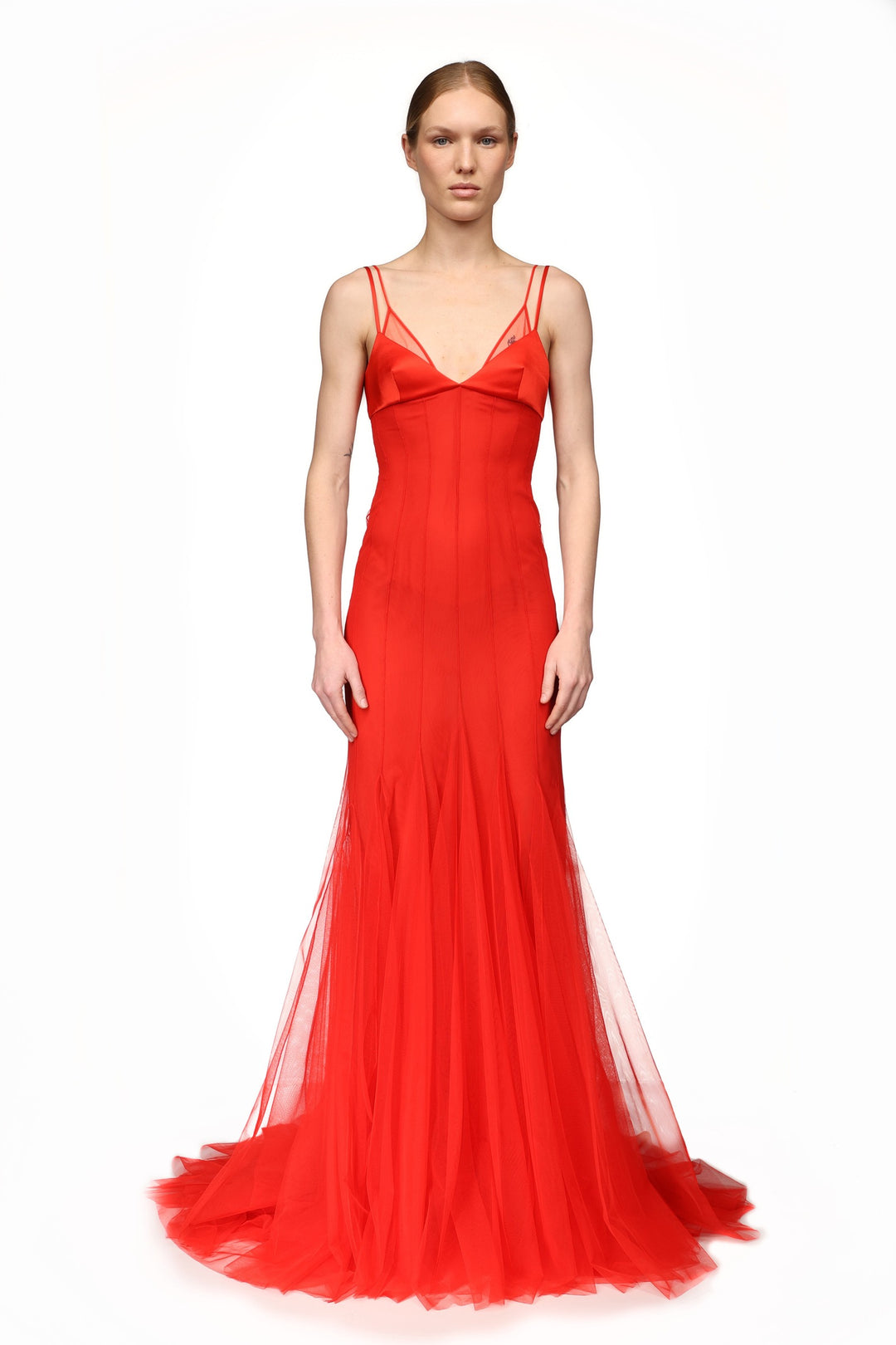 LAYERED TULLE GOWN