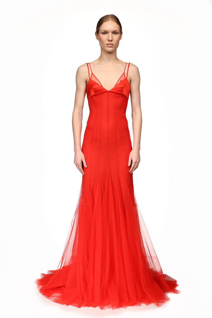LAYERED TULLE GOWN