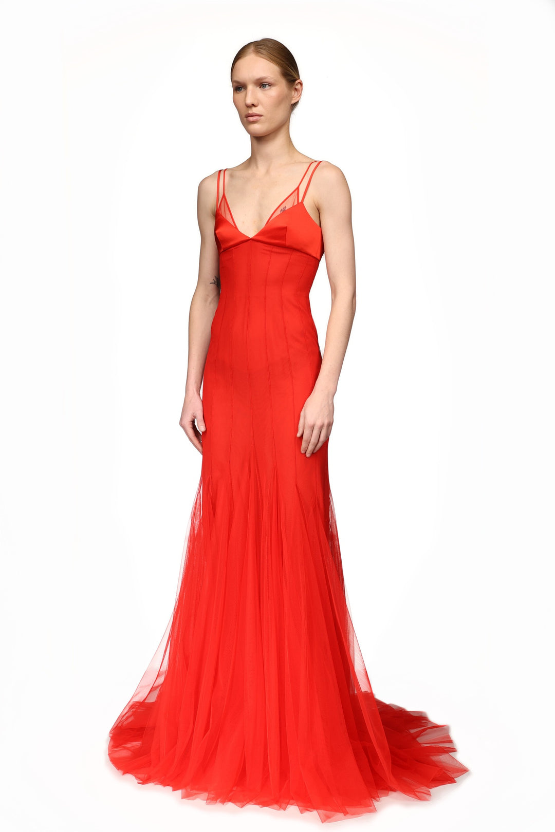 LAYERED TULLE GOWN