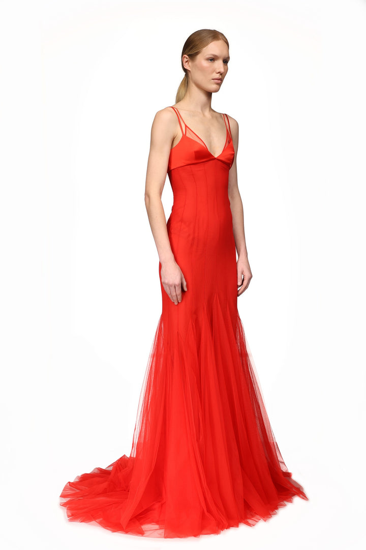 LAYERED TULLE GOWN
