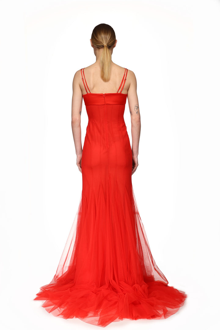 LAYERED TULLE GOWN