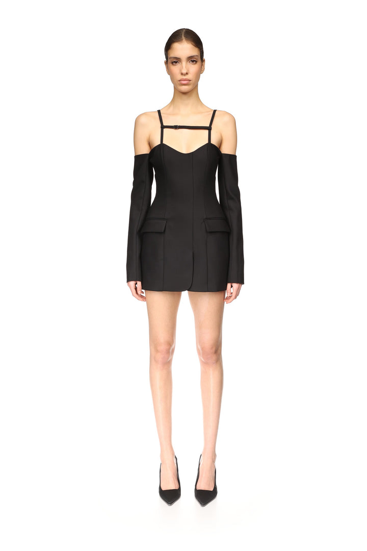 OPEN SHOULDER LONG SLEEVE MINI DRESS