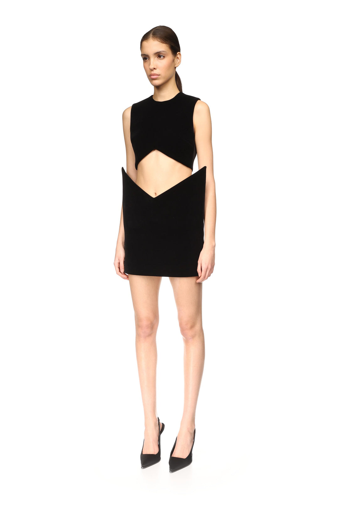 V SHAPE CUTOUT CROP TOP