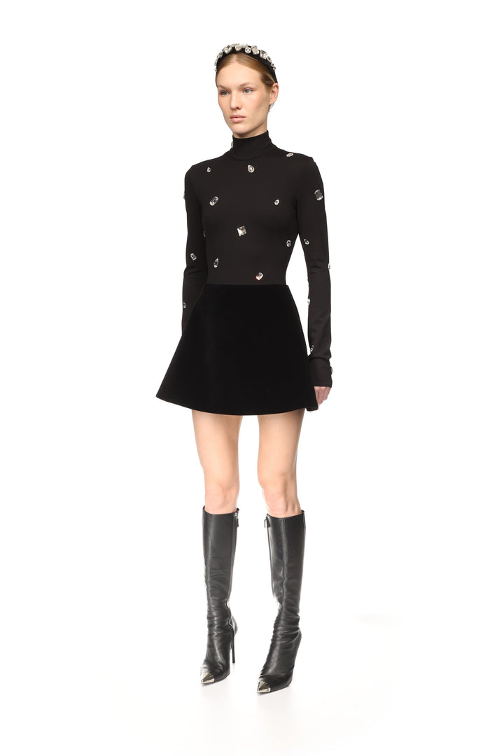 ALLOVER CRYSTAL EMBROIDERED BODYSUIT