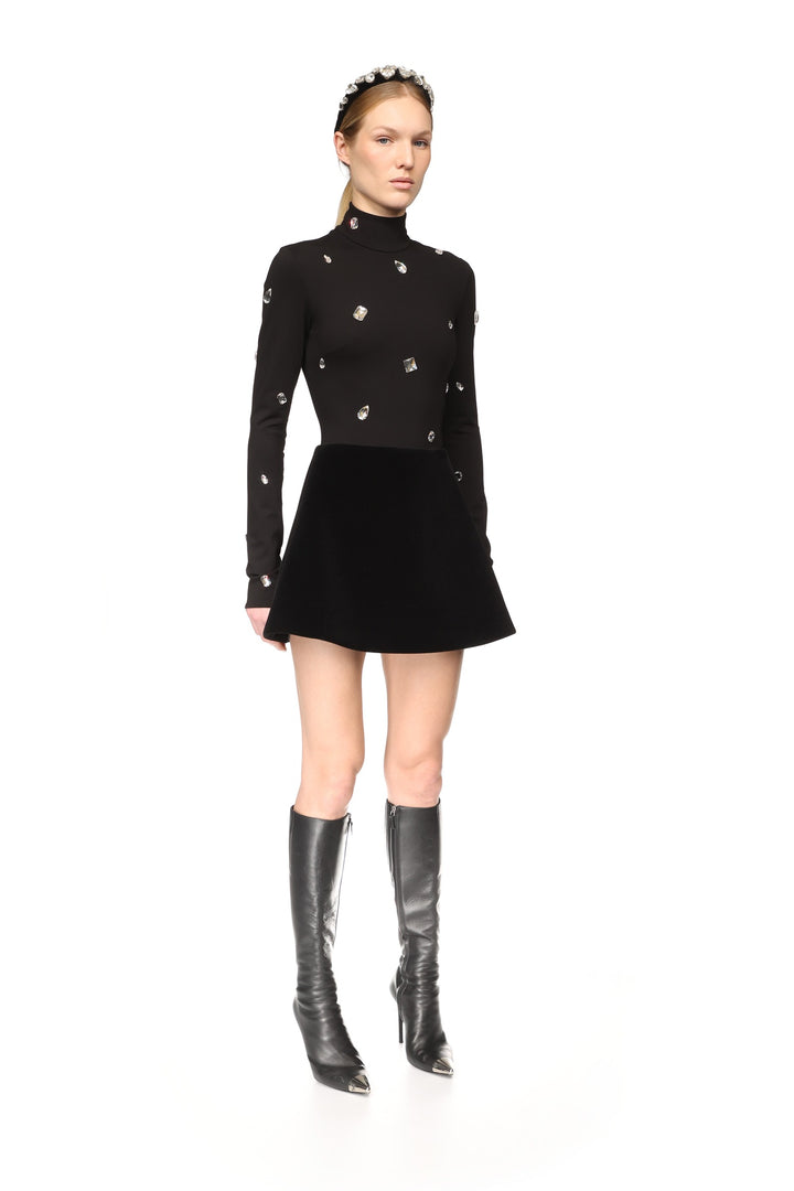 ALLOVER CRYSTAL EMBROIDERED BODYSUIT