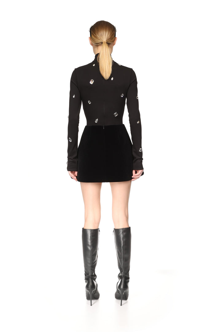 ALLOVER CRYSTAL EMBROIDERED BODYSUIT