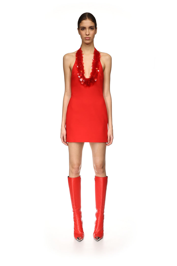 PAYETTE SEQUIN HALTER NECK MINI DRESS