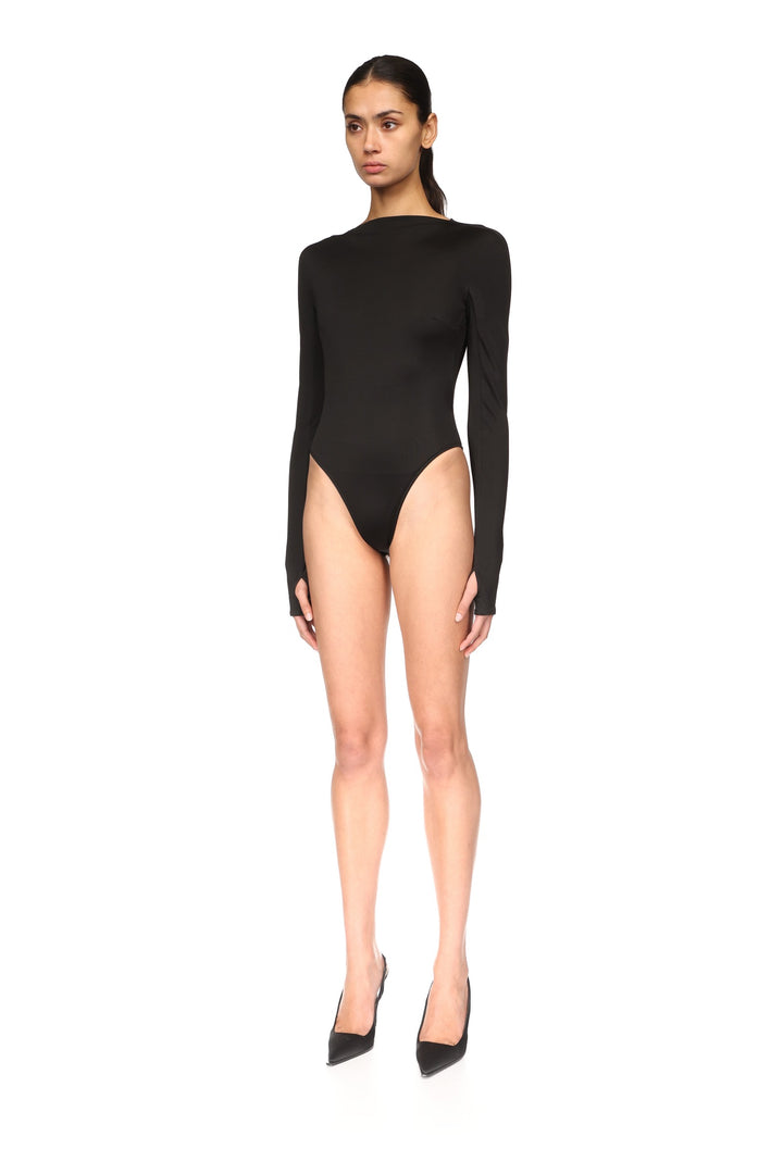 OPEN BACK BODYSUIT IN BLACK