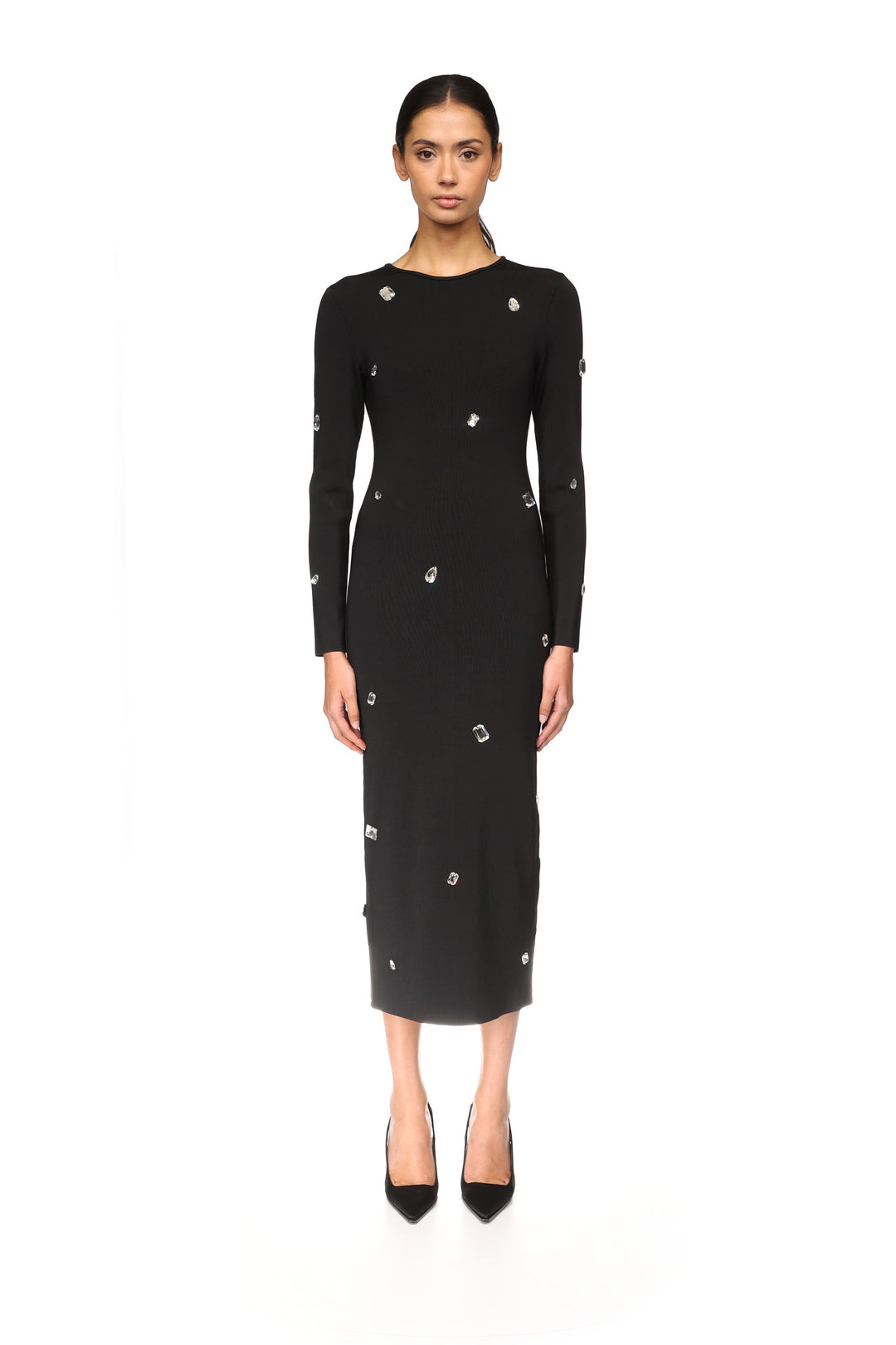 embroidered knit dresses Andreeva BUTTER DAISY KNIT DRESS WITH HANDMADE EMBROIDERY