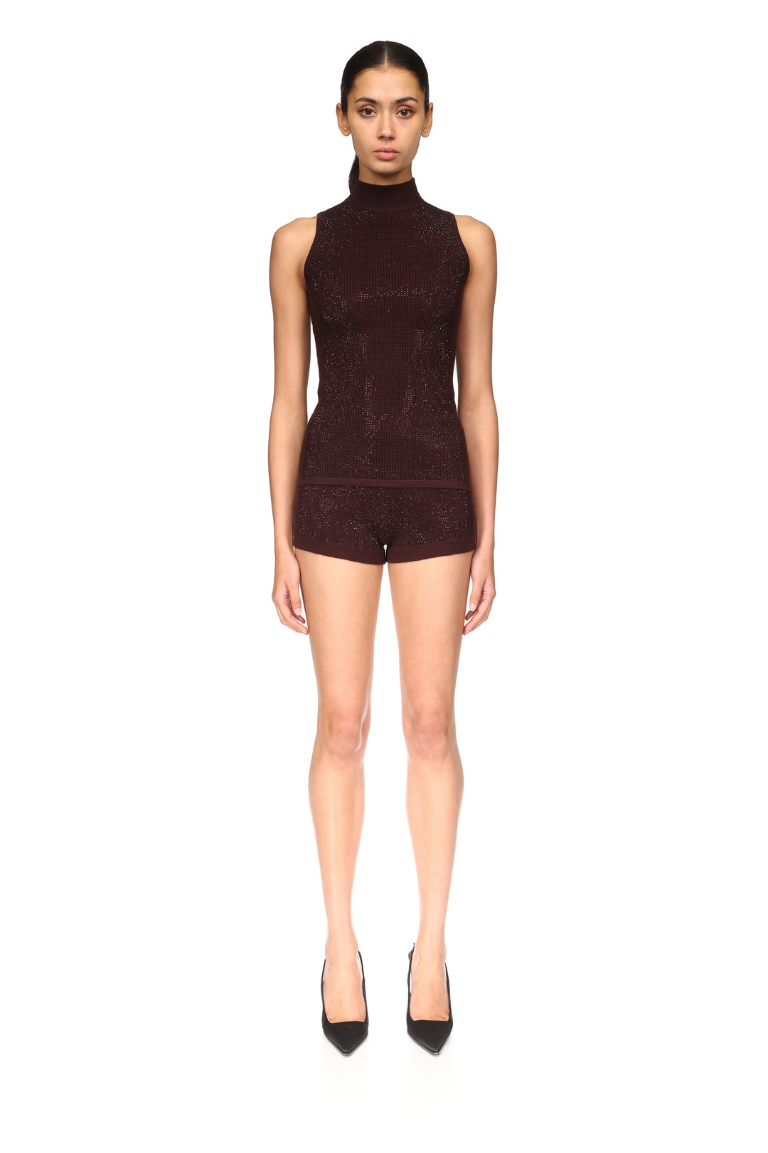 RHINESTONE EMBROIDERED WOOL TOP