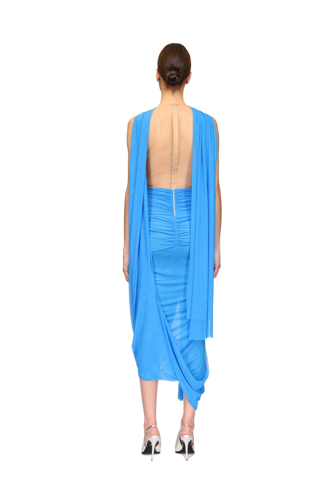 CRYSTAL STAR & CUTOUT DRAPED MIDI DRESS