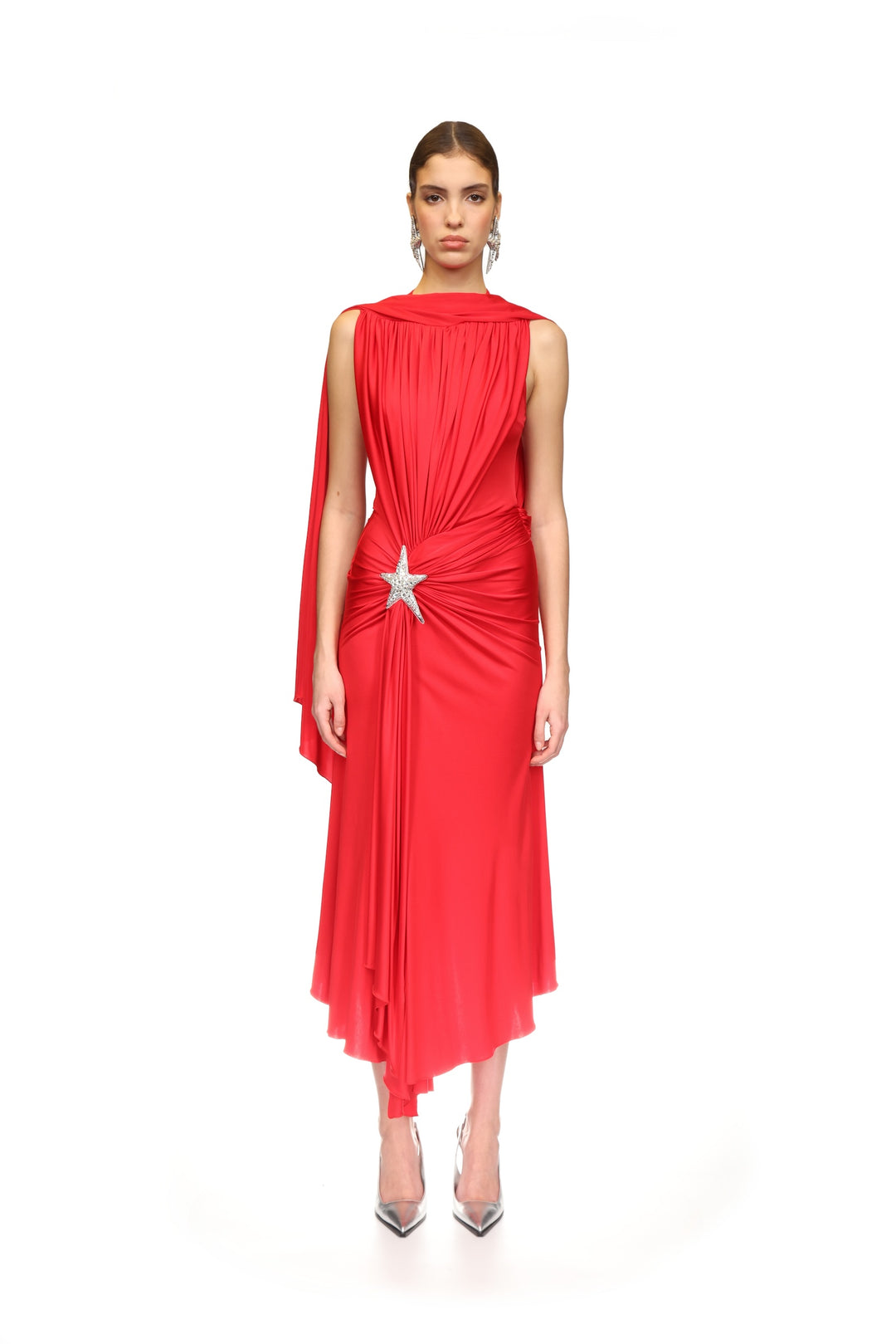CRYSTAL STAR AND SCARF MIDI DRESS
