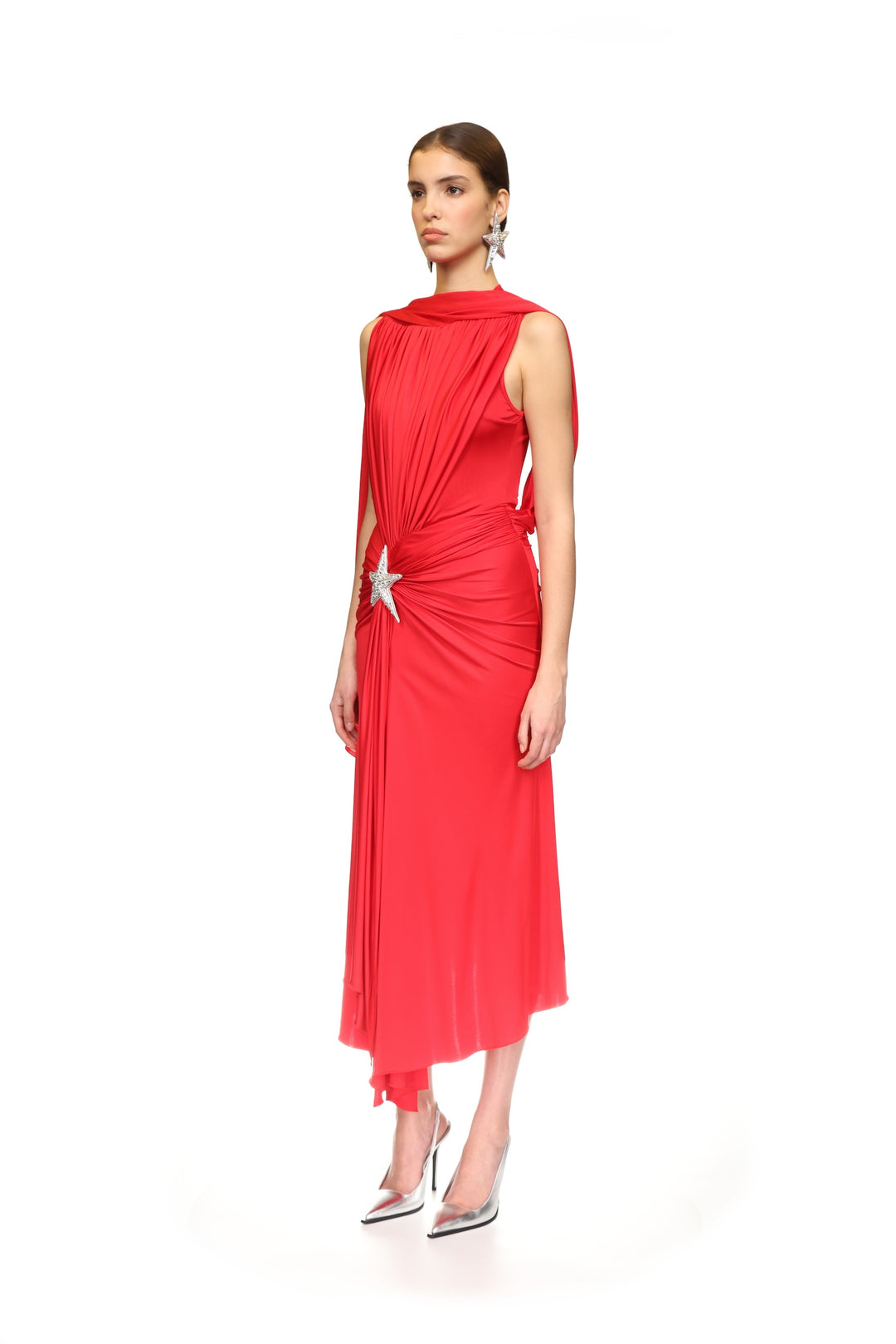 CRYSTAL STAR AND SCARF MIDI DRESS