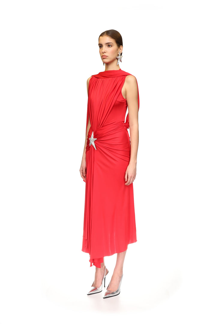 CRYSTAL STAR AND SCARF MIDI DRESS
