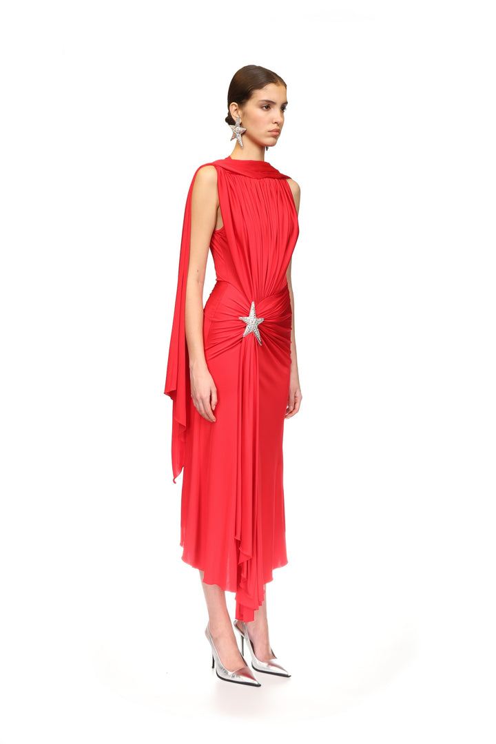 CRYSTAL STAR AND SCARF MIDI DRESS