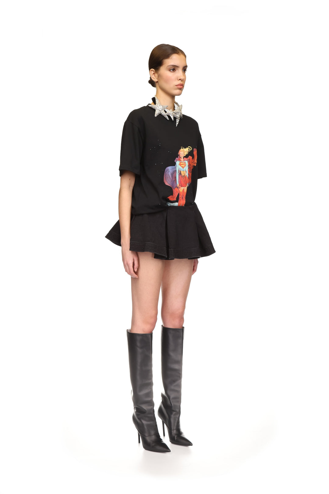 FLOUNCE DENIM MINI SKIRT