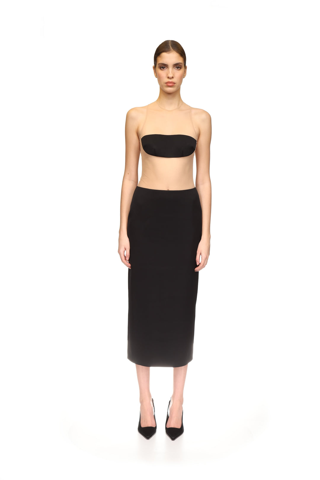 SATIN MIDI PENCIL SKIRT