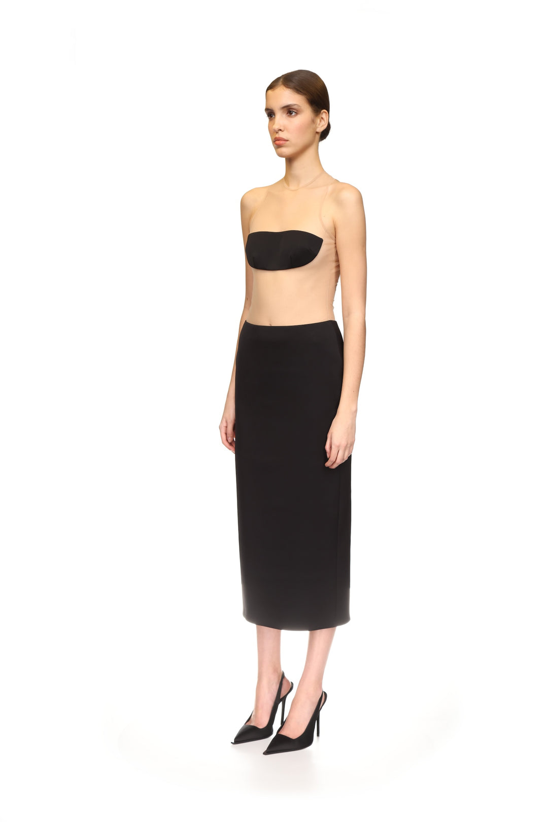 SATIN MIDI PENCIL SKIRT