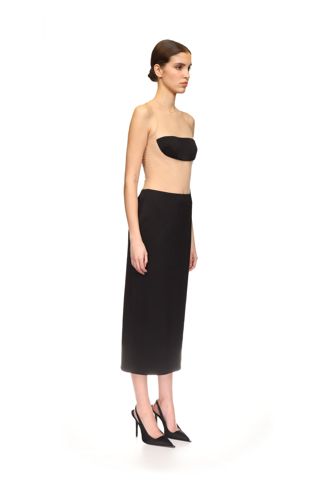 SATIN MIDI PENCIL SKIRT