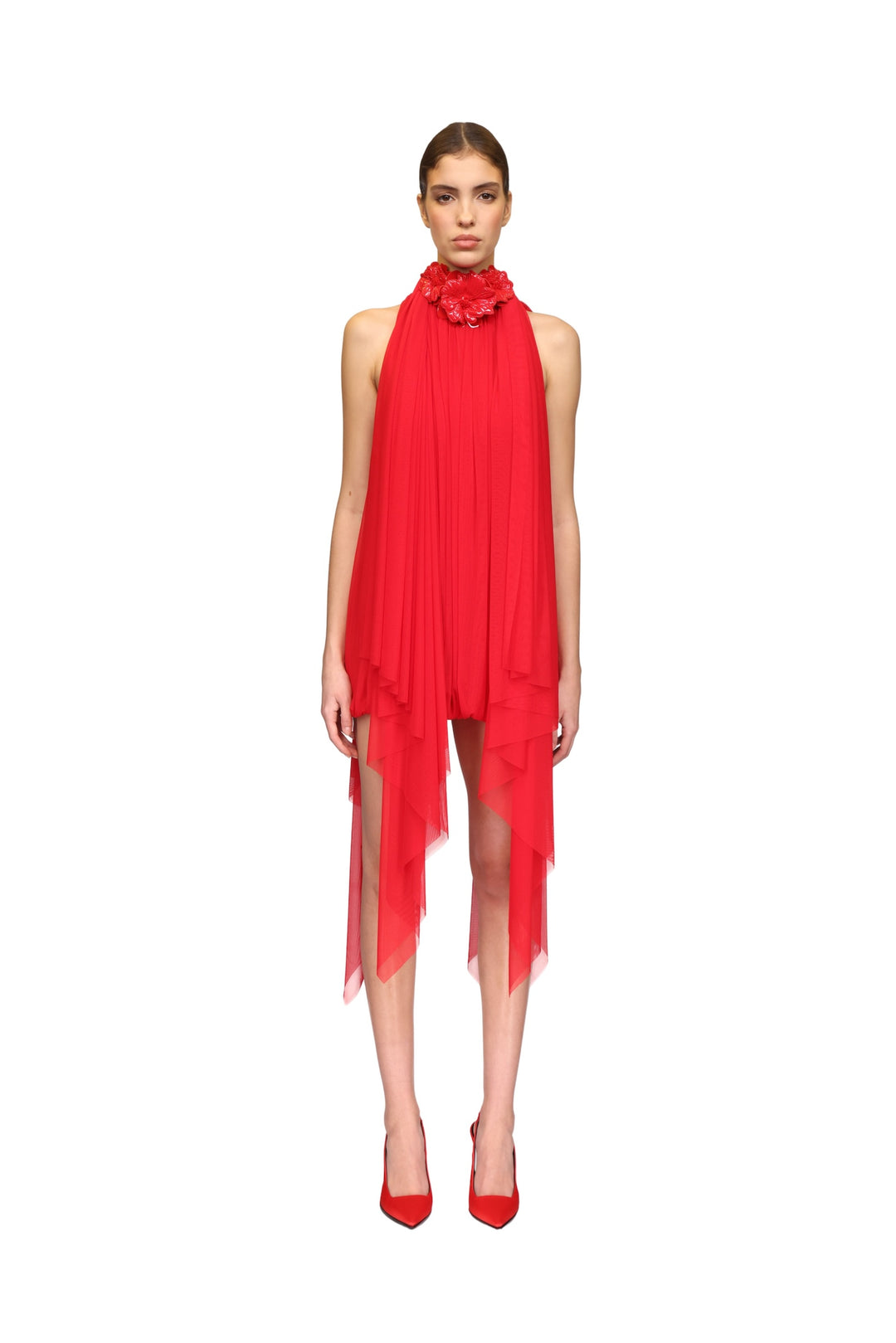 3D FLOWER AND DRAPE MINI DRESS