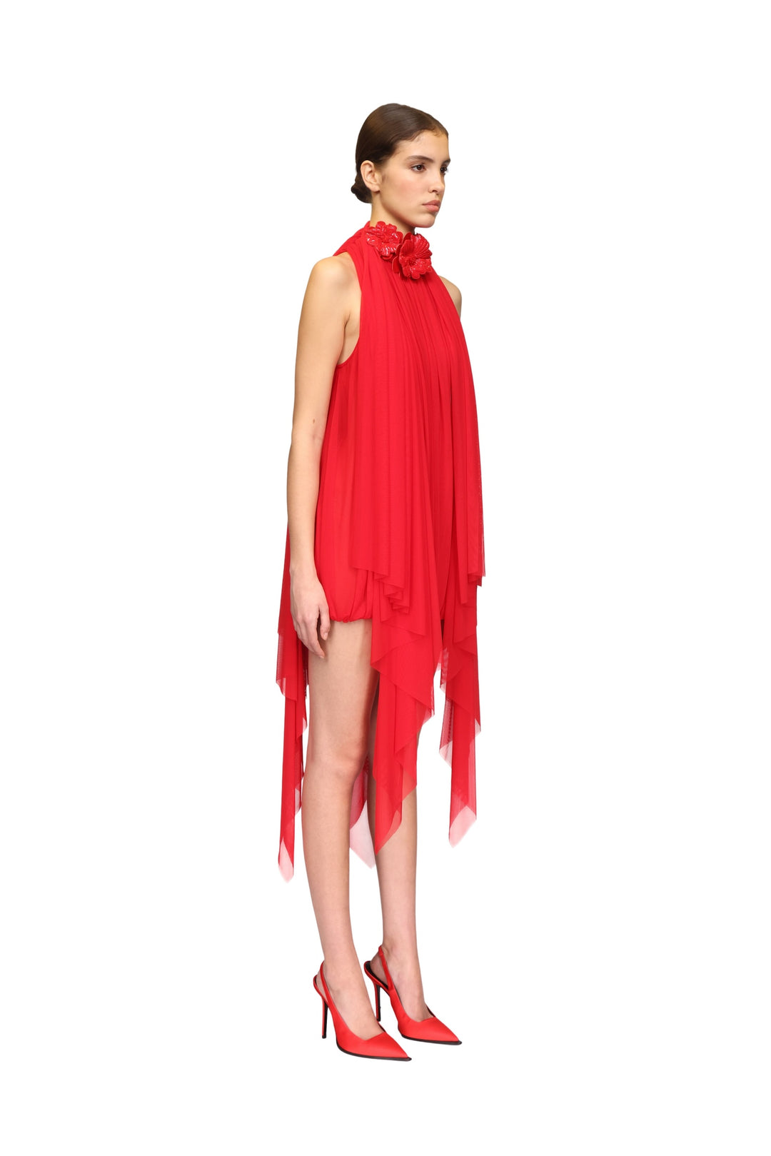 3D FLOWER AND DRAPE MINI DRESS