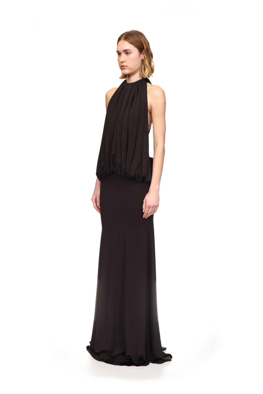 OPEN BACK AND DRAPE GOWN