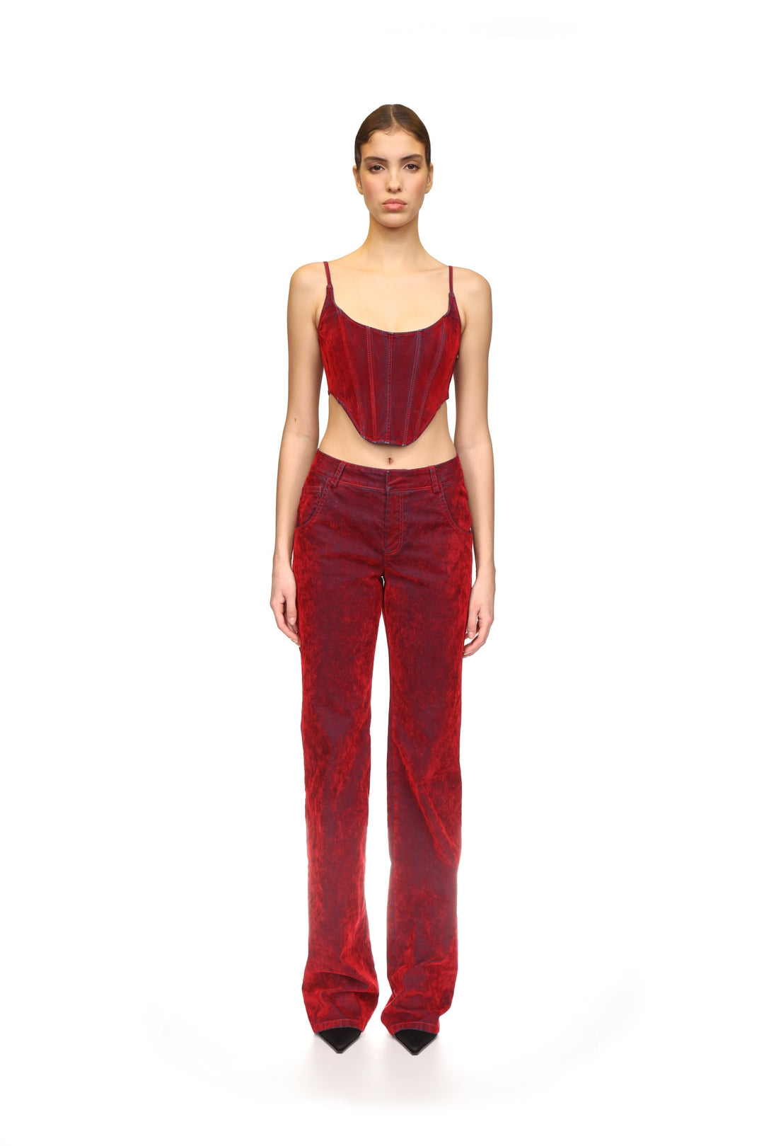 VELVET DENIM CORSET TOP