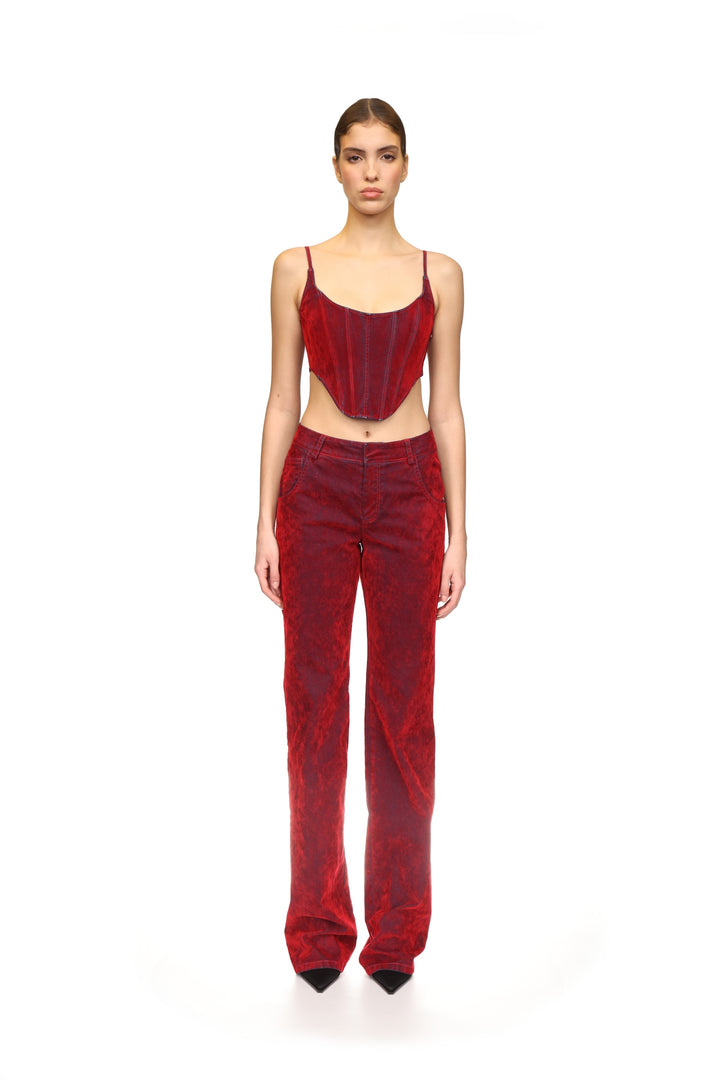 VELVET DENIM CORSET TOP