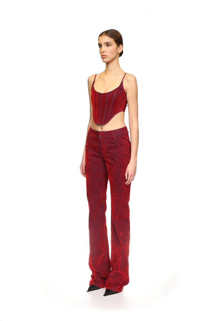 VELVET DENIM CORSET TOP