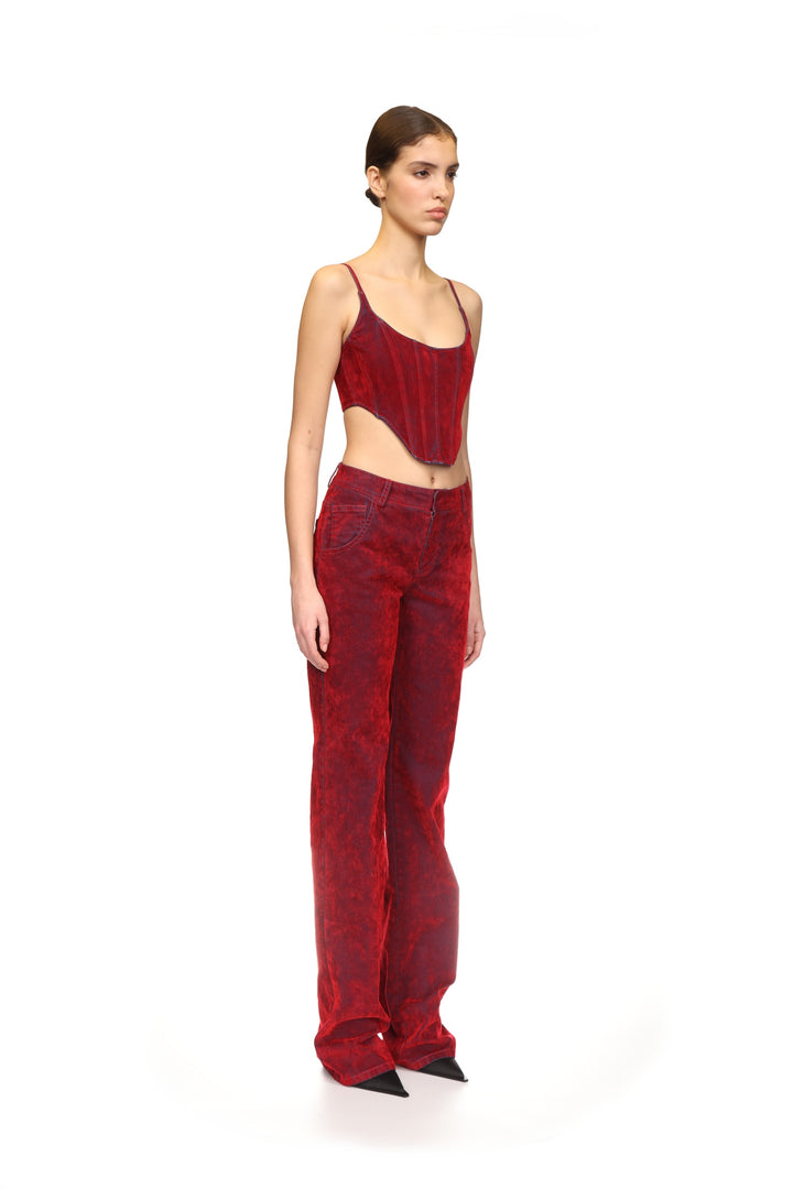 VELVET DENIM CORSET TOP