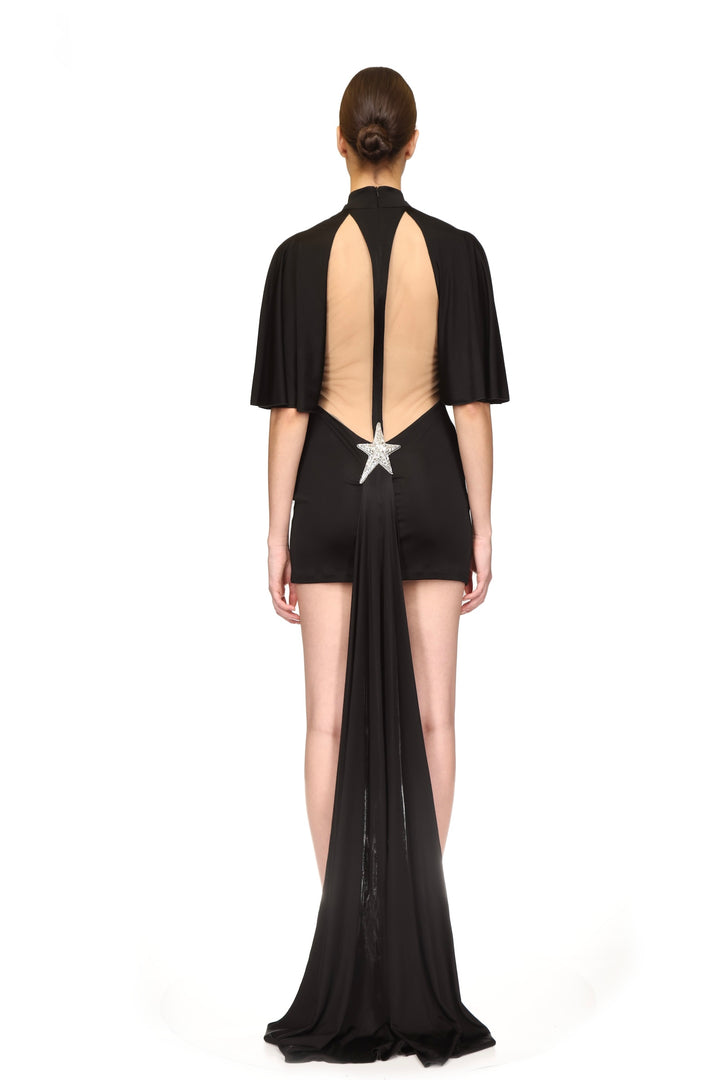 CRYSTAL STAR & BACK CUTOUT MINI DRESS