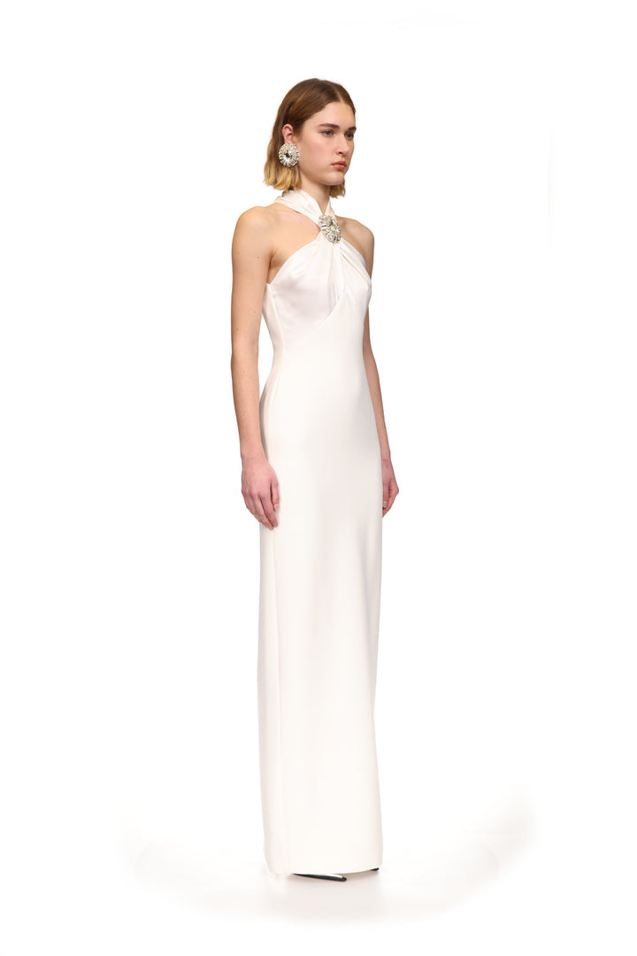 CRYSTAL PENDANT HALTERNECK GOWN