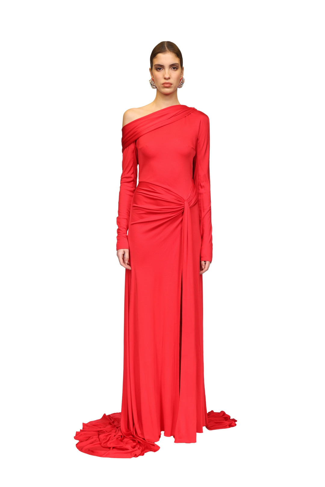 DRAPE WAIST AND ONE SHOULDER GOWN