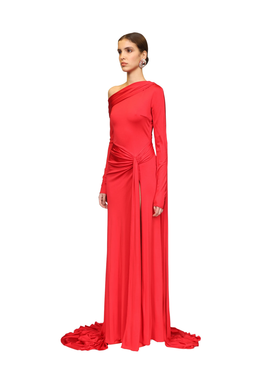 DRAPE WAIST AND ONE SHOULDER GOWN