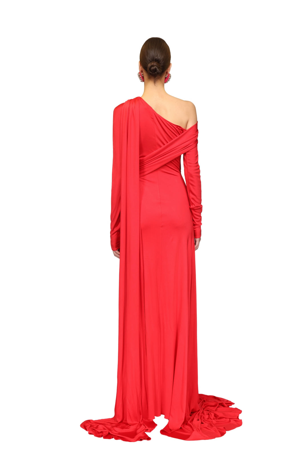DRAPE WAIST AND ONE SHOULDER GOWN