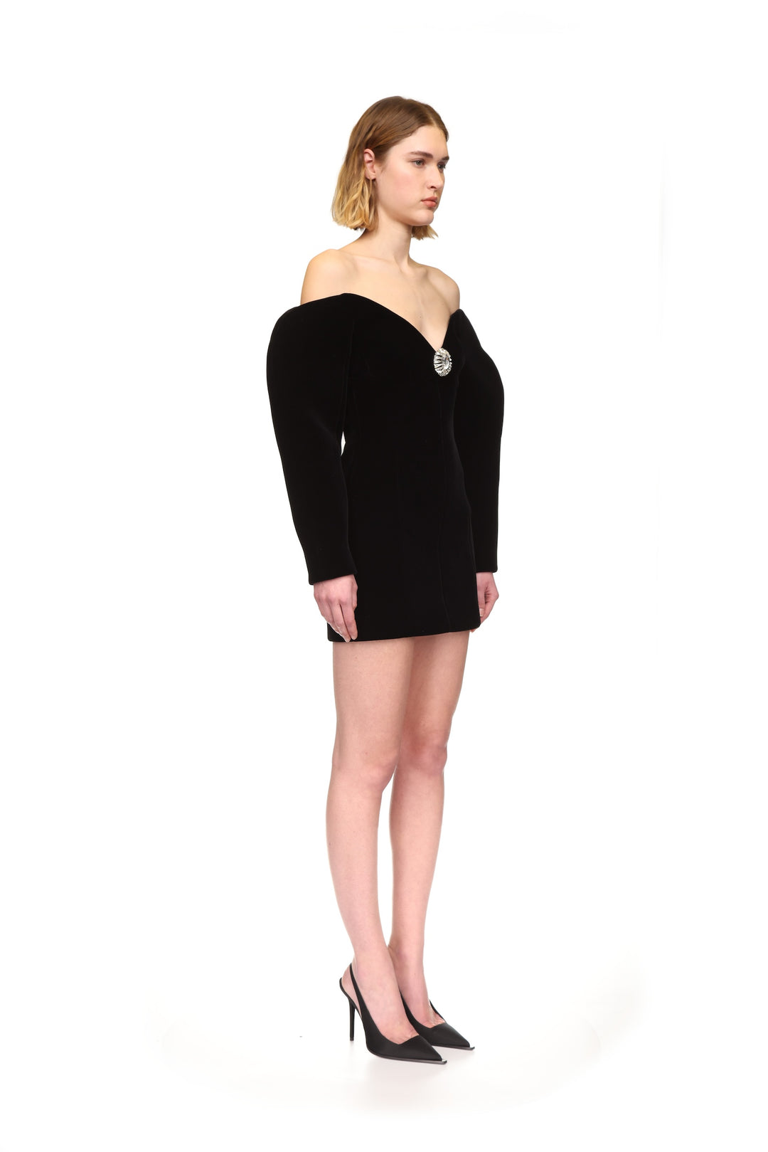 SCULPTURED SLEEVE & PENDANT MINI DRESS