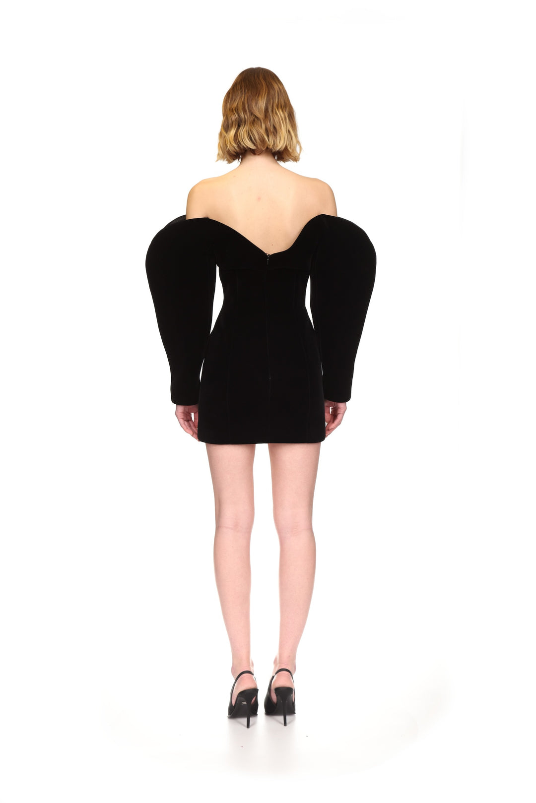 SCULPTURED SLEEVE & PENDANT MINI DRESS