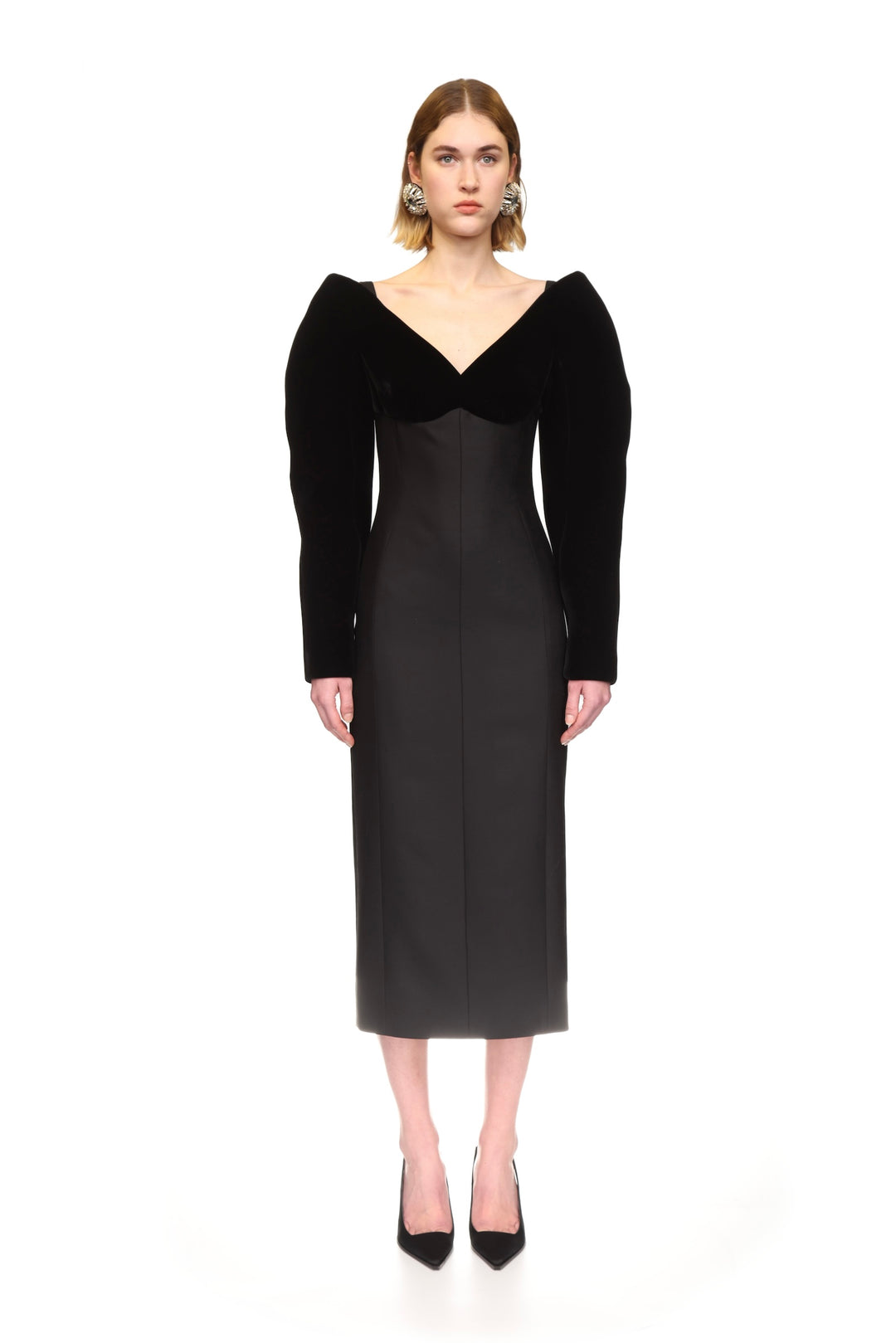 STRUCTURED SLEEVE MIDI DRESS