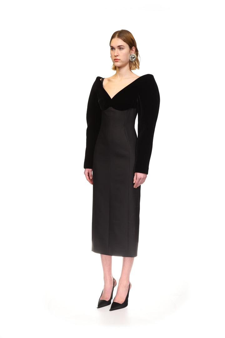 STRUCTURED SLEEVE MIDI DRESS