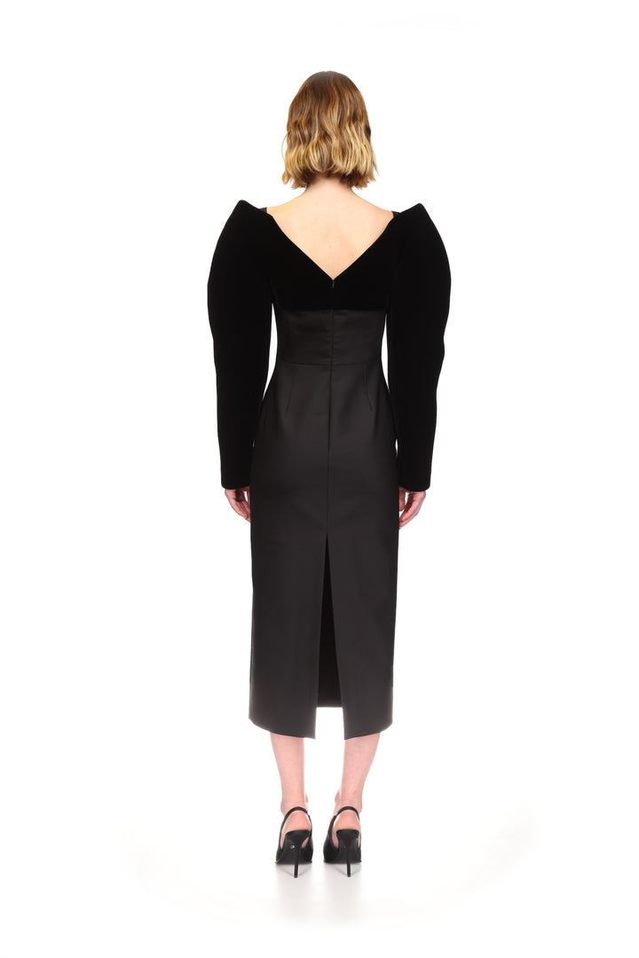 STRUCTURED SLEEVE MIDI DRESS